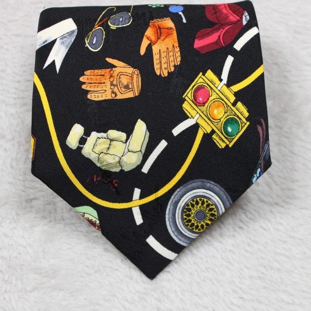 Vintage Nicole Miller Tie Motorsports Race Car Auto Parts Silk 1993 Novelty Mens